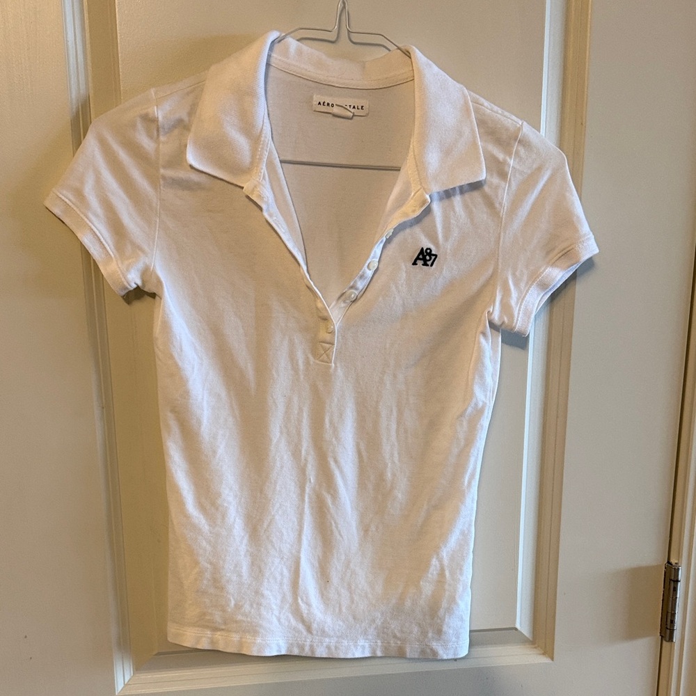 Aeropostale White Short Sleeve Polo Tee